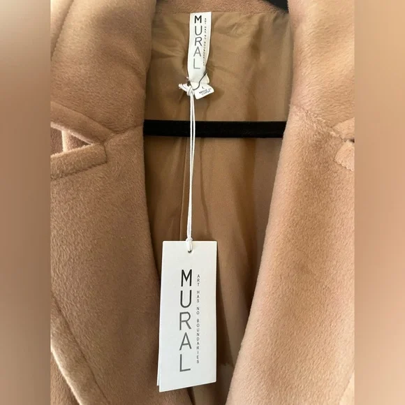 Mural Color Block Combo Coat in Camel & Pink - NWT Size L - Picture 5 of 6